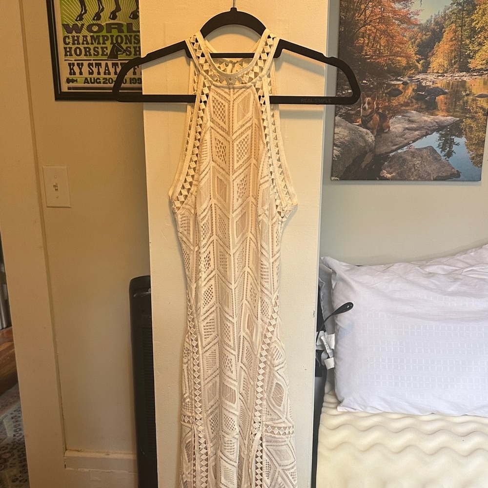 Guess Cream Crochet Maxi Dress